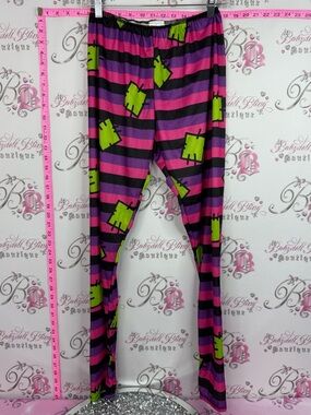 Leggings rag doll Women's Striped Pink & Purple Leggings Green Graphic Accents